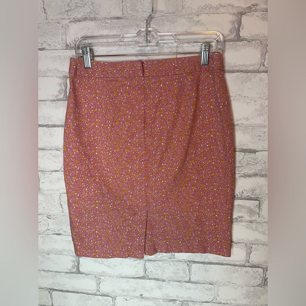 Y2K Talbots Petite Tulip Print Pencil Skirt Pink Orange and Cream Colors - Picture 2 of 7